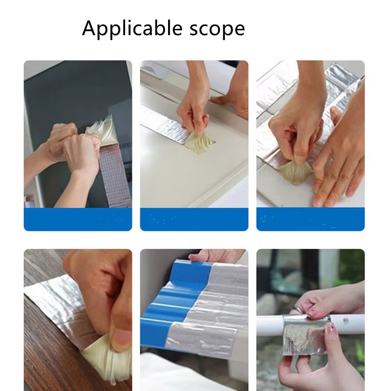 Waterproof Tape High Temperature Resistant Aluminum Foil Butyl Tape Pool Wall Crack Air Pipe Repair Sealing Self-Adhesive Tape