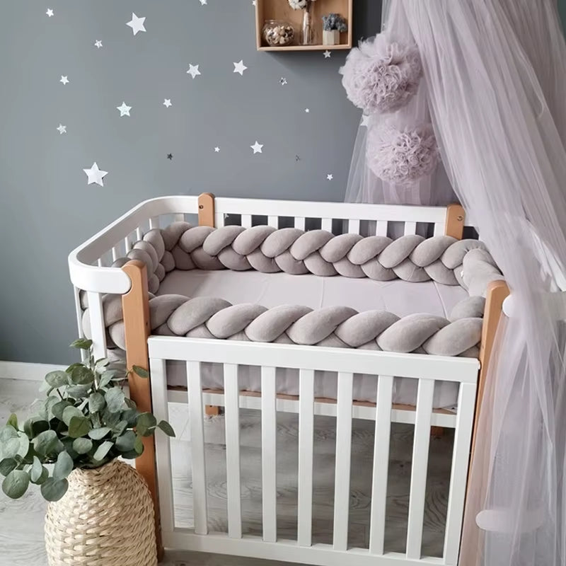 1-4M Baby Bumper Bed Braid Knot Pillow Cushion Bumper for Infant Crib Protector Cot Bumper Room Decor Crib Bedding Braid Set