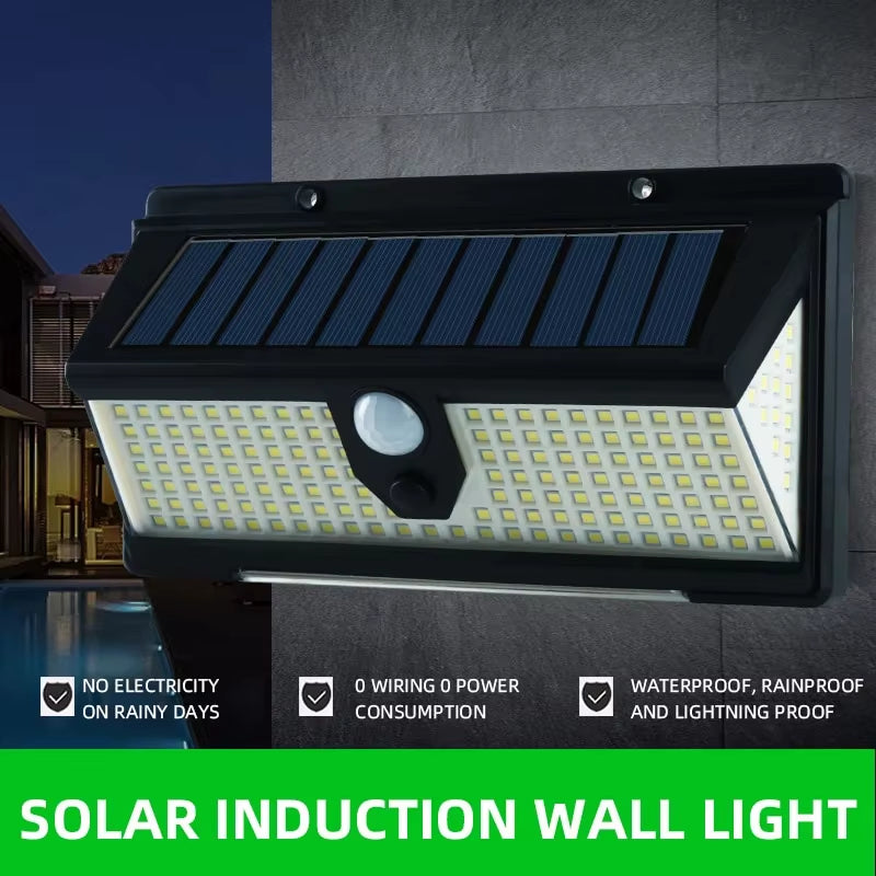 New 190 Light Red and Blue Warning Light Solar Wall Light Human Sensor Light Waterproof Garden Light Outdoor Light