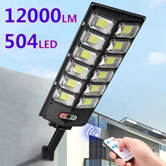 504 Led Powerful Lampe Solaire Outdoor Motion Sensor External Waterproof 12000 Lumen Solar Street Light